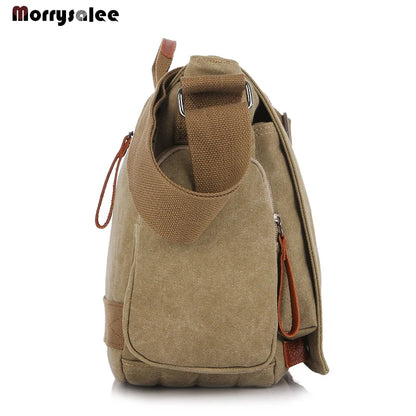 Sac à main en toile de coton pour homme, sac à bandoulière tendance, sac messager, version décontractée, poche à rabat pour téléphone portable, poche intérieure à fente