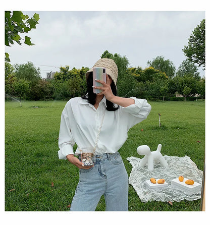 Clear Acrylic Box Clutch Purse Women Transparent Handbag Plastic Barrel Shaped Bag Girl Summer Party Bag with pearl chain