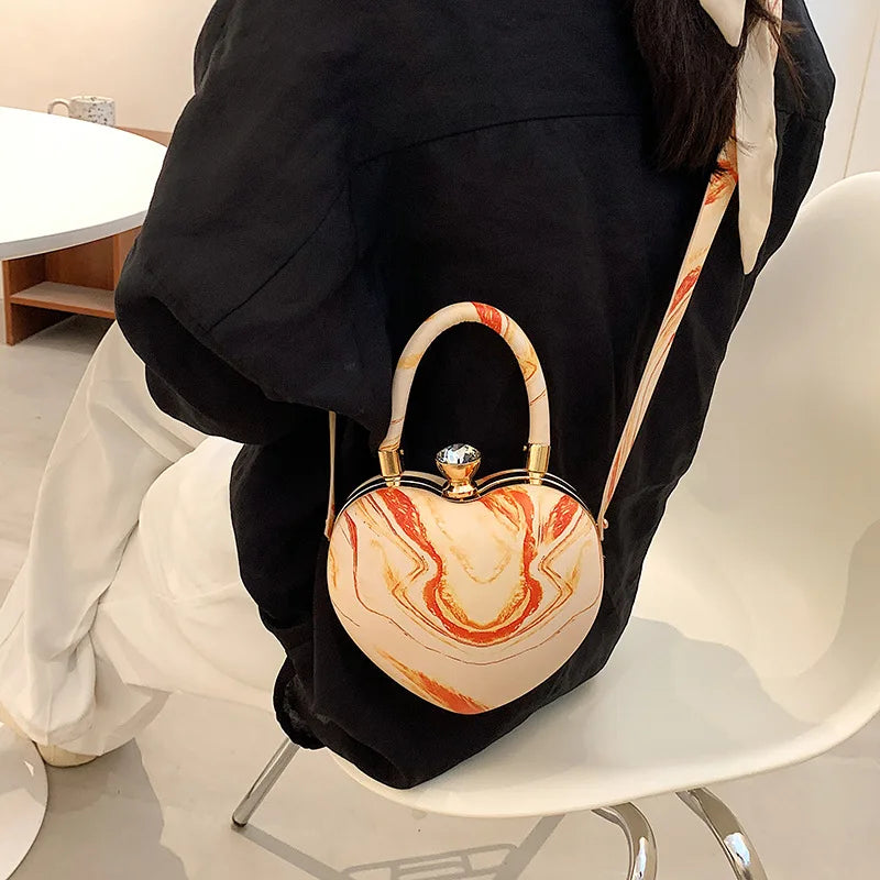 Bolsos y carteras para mujer, bolso de hombro con forma de corazón de amor blanco, bolso cruzado con cadena para mujer, bolso de mano y cartera para mujer