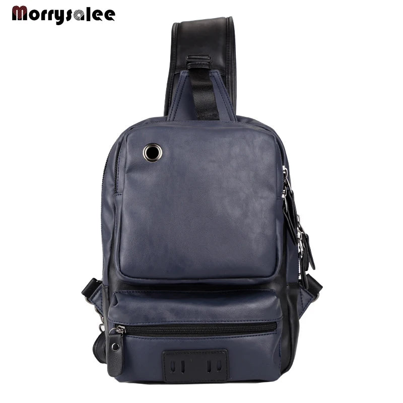 Sacs en cuir PU pour hommes, sac à bandoulière de loisirs incliné, sac de sport de plein air, sac de poitrine de rue, sacs en cuir