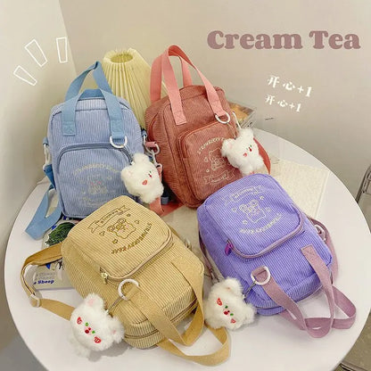 Winter New 2021 Itabag Girls High School Student Corduroy Crossbody Bags For Women Handbags Cartoon Embroidery Shoulder Bag