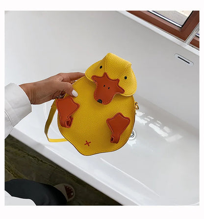 Bolso de hombro con diseño de pato de dibujos animados, pequeño bolso cruzado para mujer, bolso de mensajero, carteras y bolsos para niñas, bolso de piel sintética