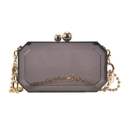 Transparent Acrylic Box Bag 2021Summer Fashion Girl's Chain Small Shoulder Bag Dinner Makeup Bag Clear Bag