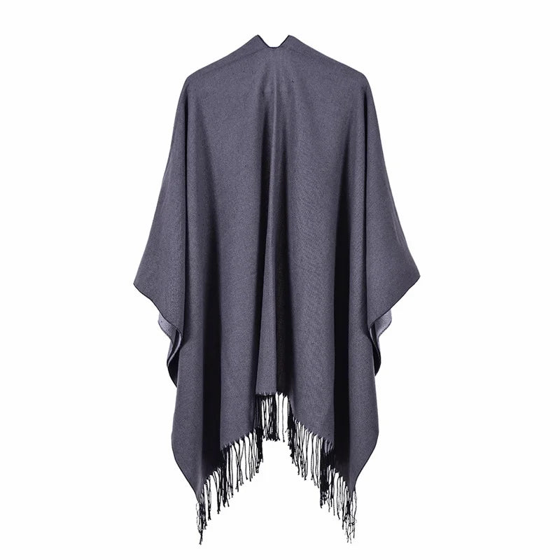 Poncho de moda de invierno para mujer, capa, bufanda de imitación de cachemira, bufandas para mujer, chales cálidos, ponchos para mujer, bufandas para mujer