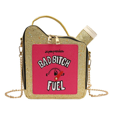 Fashion Personality Laser Sequin Embroidery Letter Oil Pot Bag Creativity Funny Chain Shoulder Bag Women Cute Messenger Bag