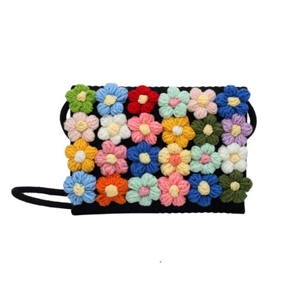 Bolsos de punto de moda Bolso de mano con flores para mujer Nuevo bolso de mensajero de un solo hombro cosido fresco