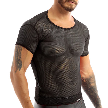 YiZYiF Sexy Mens Mesh Clubwear T Shirts Super Soft Mesh Undershirt See-Through Breathable Men T-Shirt Sexy Tops Dance Wear