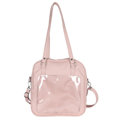 Japanese JK School Girls Shoulder Bag Transparent Pocket Can Decorate Itabag Crossbody Bag Satchels Handbags Women Bolso Mujer