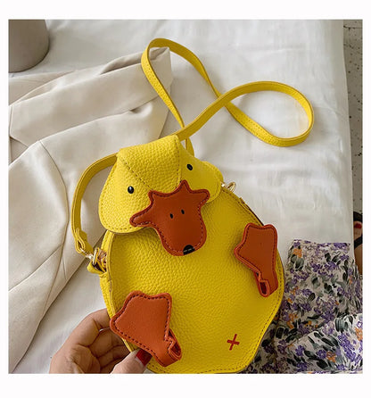 Bolso de hombro con diseño de pato de dibujos animados, pequeño bolso cruzado para mujer, bolso de mensajero, carteras y bolsos para niñas, bolso de piel sintética