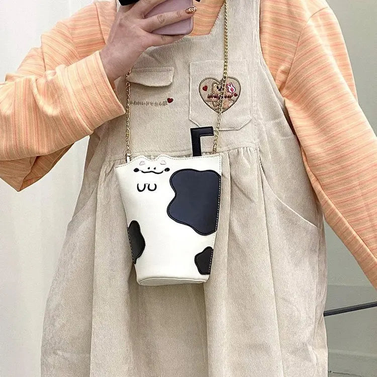 Ugly And Cute Small Shoulder Bag For Girls Women Mini Chain Bag Cow printing Crossbody Bag Phone Bag