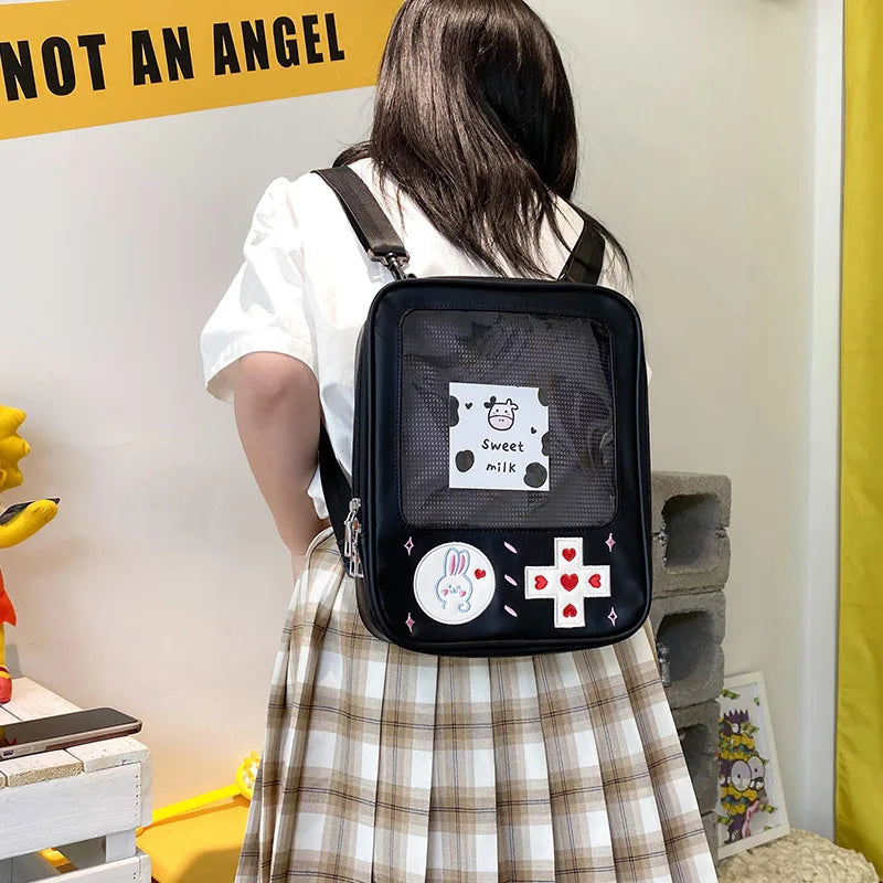 Mochila transparente con diseño creativo de juego 2022 para niñas, mochila japonesa con malla interior, mochila pequeña para mujeres, mochilas escolares para niñas