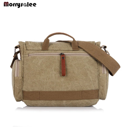 Sac à main en toile de coton pour homme, sac à bandoulière tendance, sac messager, version décontractée, poche à rabat pour téléphone portable, poche intérieure à fente