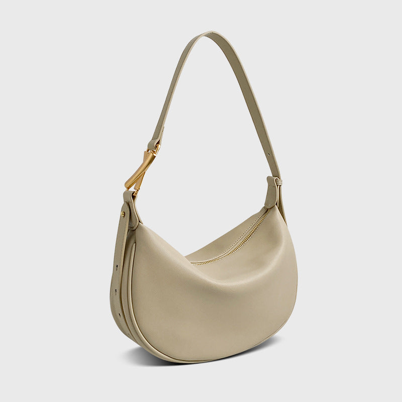 Sac à bandoulière en cuir de vache souple pour femme Simple Crescent