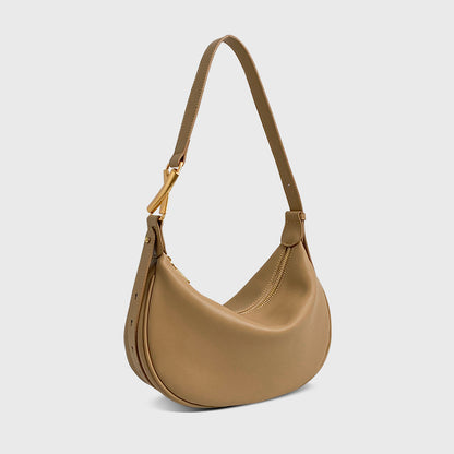 Sac à bandoulière en cuir de vache souple pour femme Simple Crescent