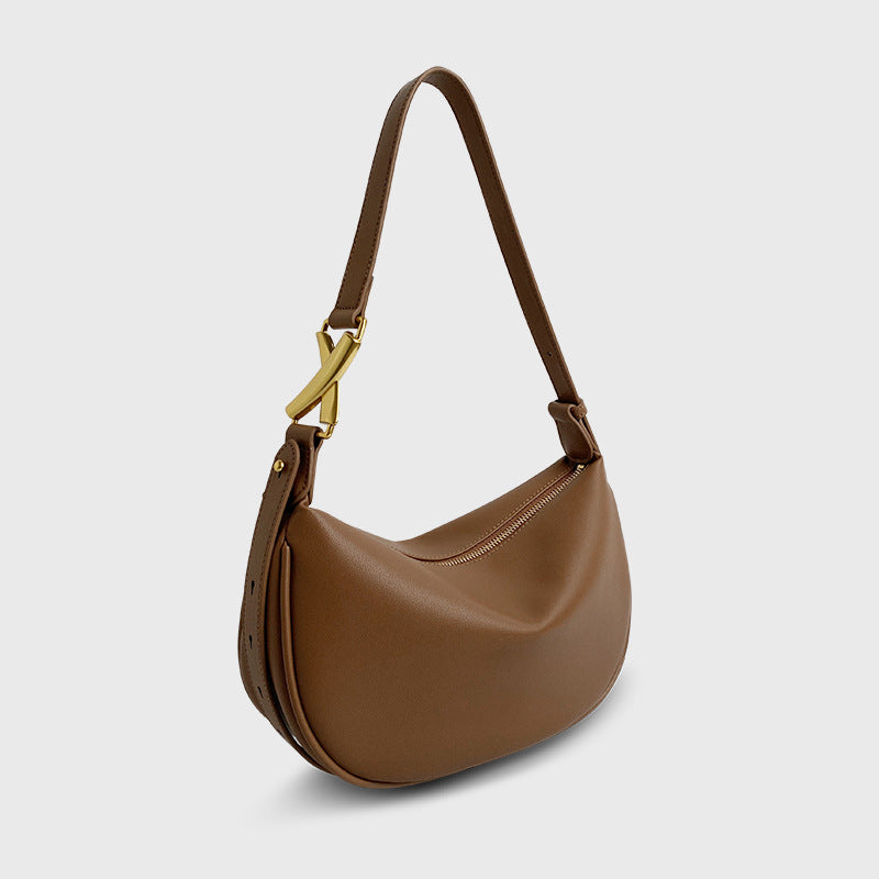 Sac à bandoulière en cuir de vache souple pour femme Simple Crescent