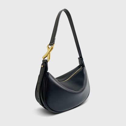 Sac à bandoulière en cuir de vache souple pour femme Simple Crescent