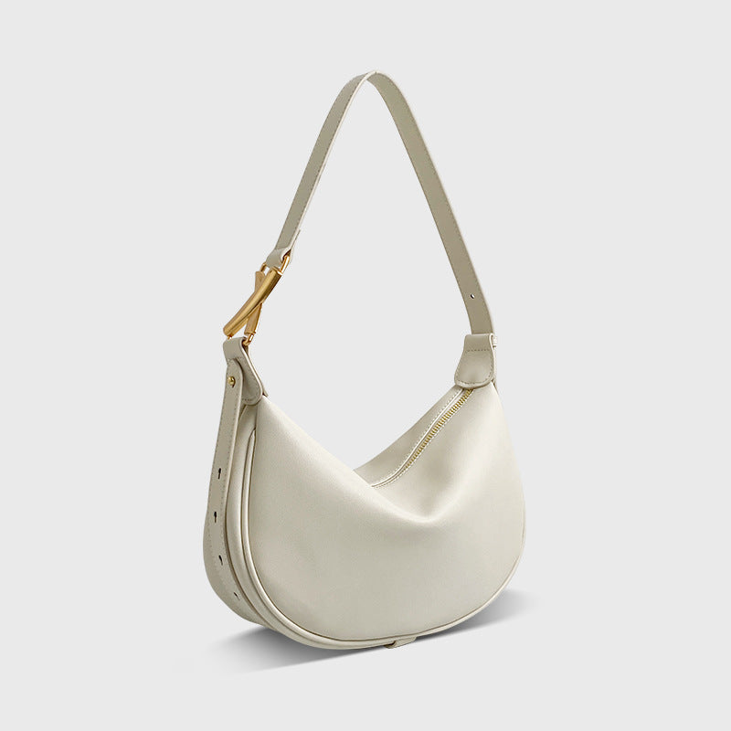 Sac à bandoulière en cuir de vache souple pour femme Simple Crescent