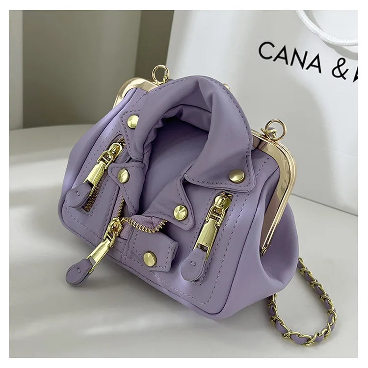 Luxury Designer Women Bag High Quality PU Leather Shoulder Bag Fashion Mini Clothe Shape Crossbody Bag Trendy Personality Purses