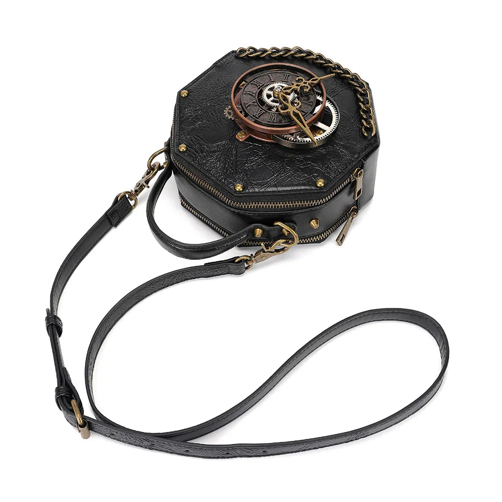 Sac à bandoulière gothique en cuir pour femme, sac à bandoulière Steampunk, sac à bandoulière vintage pour femme, sac à poignée supérieure à rivets