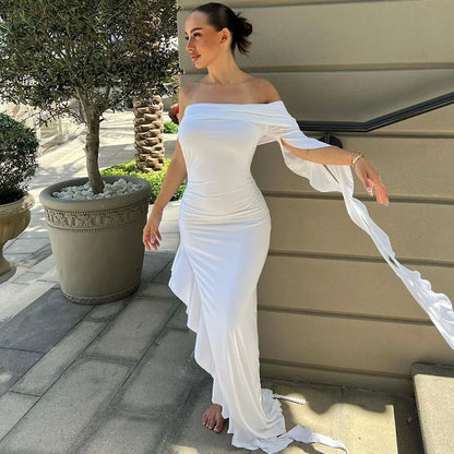 Dulzura One Shoulder Ruffle Maxi Dress Irrigrual Party Long Dress Evening Birthday Clothes Elegant Outfits 2023 Summer