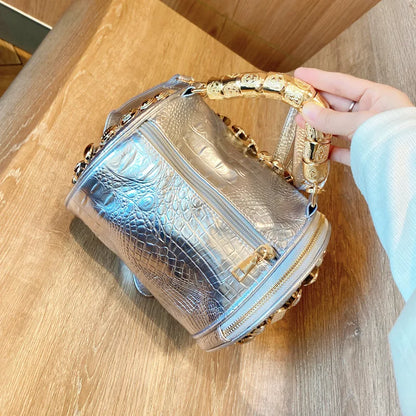 New Women's Bag Cylinder Handmade Shoulder Bag Water Diamond Bag Versatile One Shoulder Crossbody Bag Pillow Bag