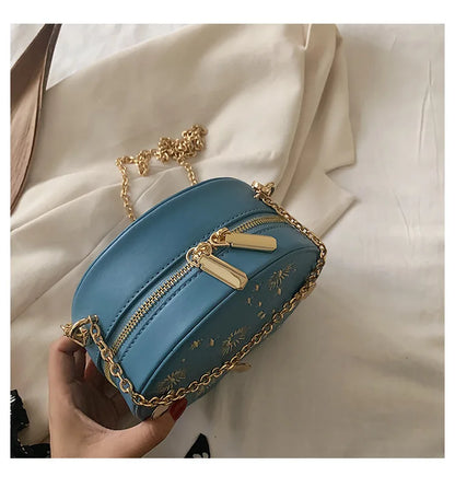 Fashion Starry Sky Round Bags Women Crossbody Bag Luxury Chain Circular Shoulder Bag Lady Small Embroidery Women's Handbag