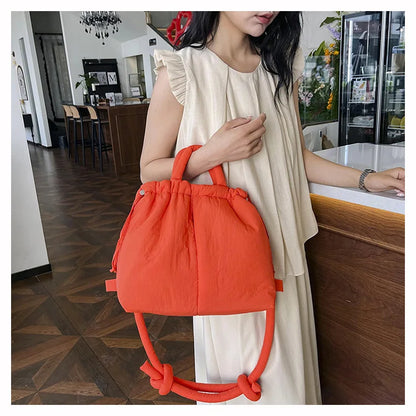 Casual Large Capacity Puffer Tote Bag Designer Padded Nylon Women Handbags Knotted Strap Shouder Crossbody Bags Warm Sac 2024