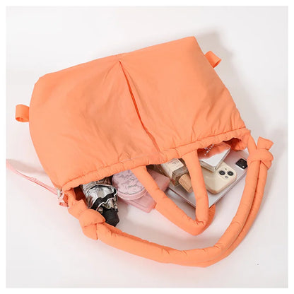 Fashion Large Capacity Puffer Tote Bag Designer Padded Women Handbag Nylon Knotted Strap Shoulder Crossbody Bag Big Shopper Bags