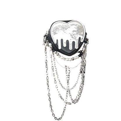 Fashion Pearl Chain Heart Shape Small Shoulder Bag Women's Fashion Mini Bag Cute Purse And Handbag