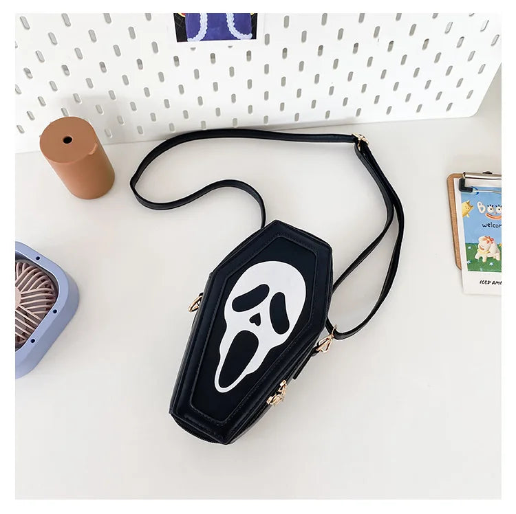 Bolso bandolera con forma de ataúd de fantasma de Halloween, con calavera gótica, divertido bolso de hombro para mujer