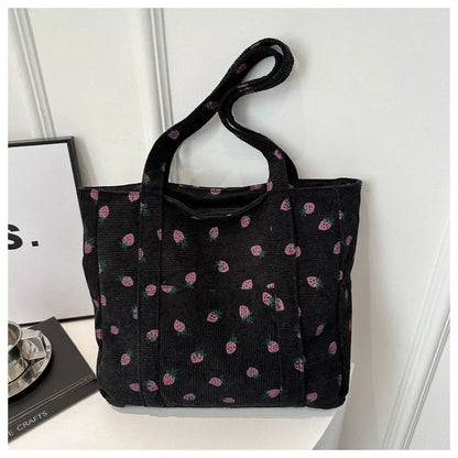 Sac fourre-tout décontracté à motif de fraises, grande capacité, sacs à bandoulière pour femmes, sacs à main chics et simples, grand sac de courses en nylon, sacs à main pour étudiants