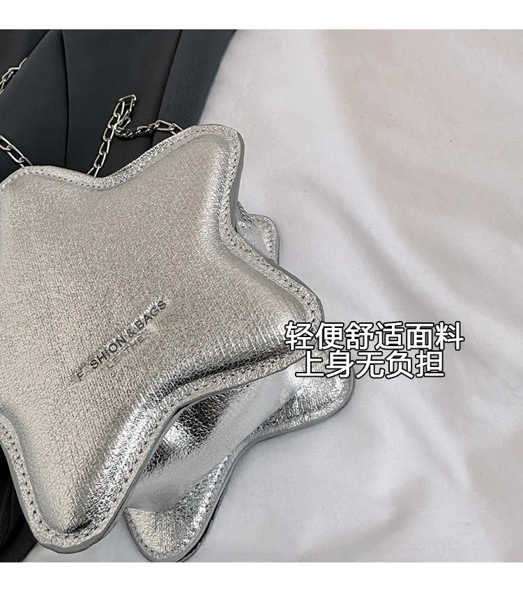 Bolso de hombro pequeño para mujer, bolso cruzado con forma de estrella de cinco puntas, bolso con cadena de dibujos animados para niñas