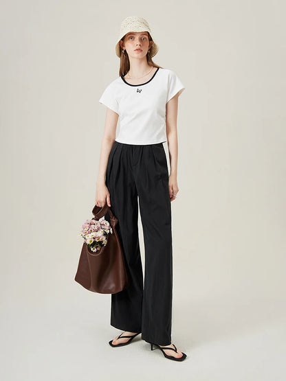 FSLE Cool Loose High Wide Leg Pants For Women's Summer Thin Pants Draped High Waist Casual Pants 24FS12295