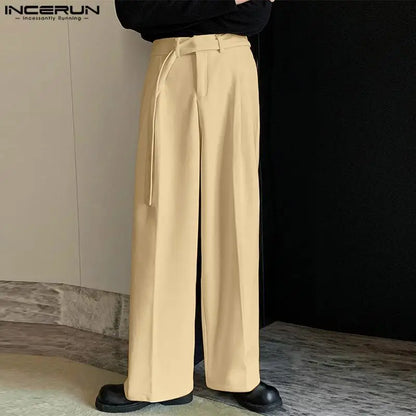 Pantalons pour hommes 2024 Couleur unie Joggers coréens Taille élastique Pantalons droits Hommes Lâche Streetwear Mode Décontracté Pantalons longs INCERUN