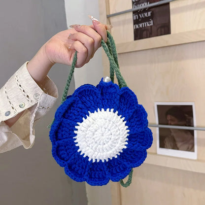 Bolso de verano para mujer 2024, nuevo bolso de hombro con pequeñas flores frescas, bolso cruzado de punto a la moda