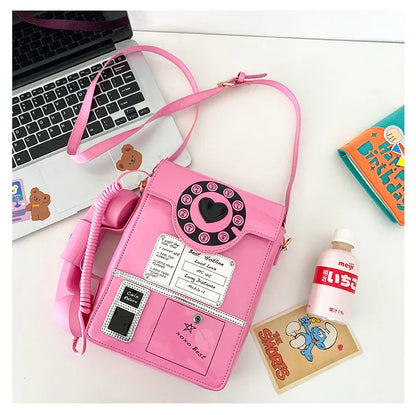 New Telephone Shaped Purses and Handbags for Women Retro Phone Top-Handle Shoulder Bags Crossbody Bag Fashion Female Totes