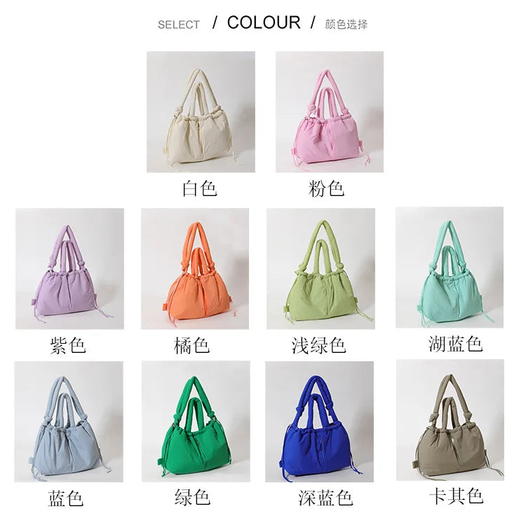 Fashion Large Capacity Puffer Tote Bag Designer Padded Women Handbag Nylon Knotted Strap Shoulder Crossbody Bag Big Shopper Bags