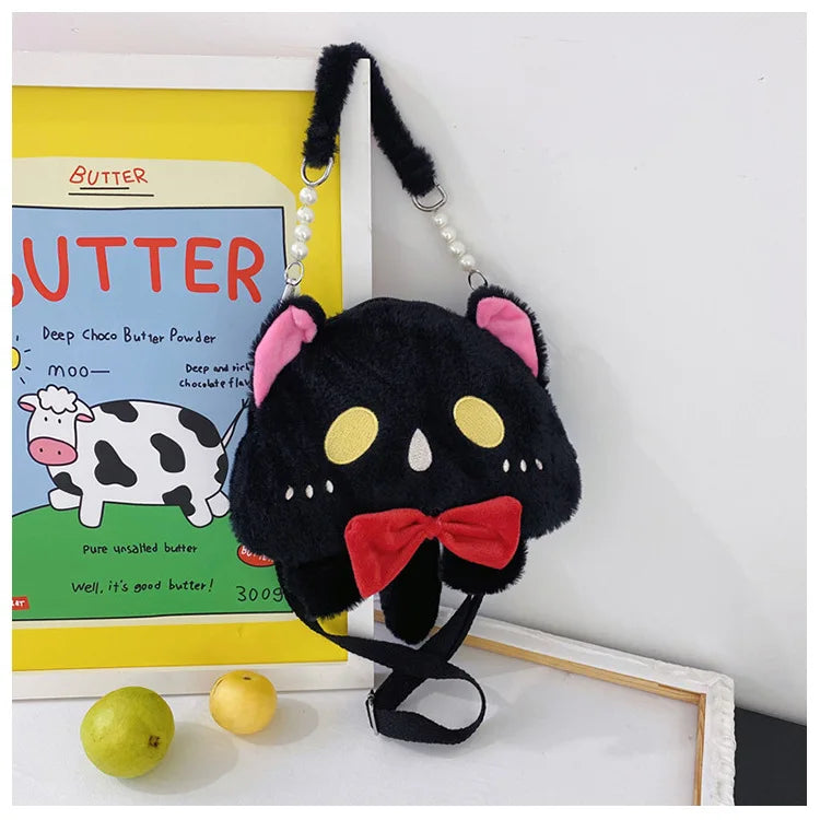 2024 Nuevo bolso de hombro de gato de peluche Lindo bolso de mano pequeño Bolso de mano de diseño de dibujos animados para mujer Elegante bolso cruzado Monedero