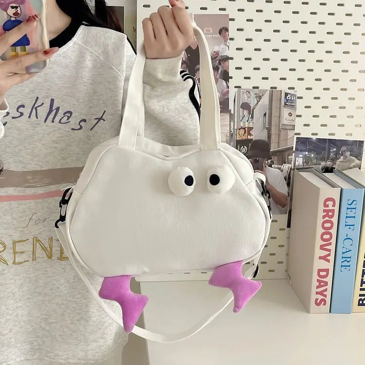 Japanese Kawaii Canvas Bag Women Funny Eyes Cartoon Purses and Handbags Girls Tote Handle Bag Student Crossbody Bags For Women