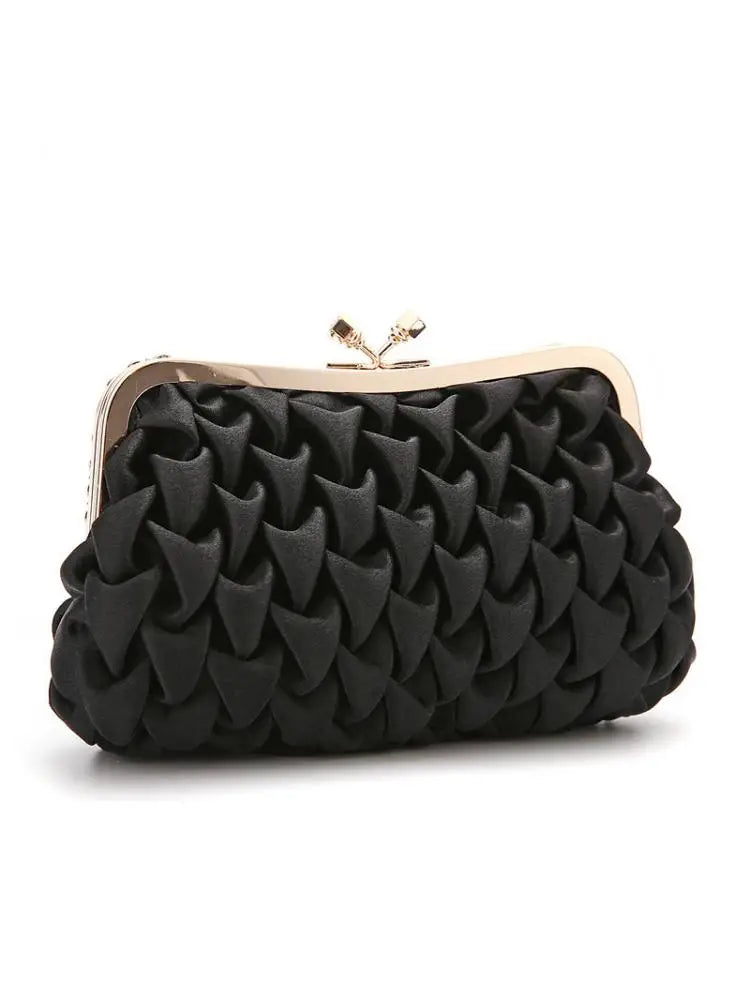 Women Evening Bag Classical Black Clutch Bag Rhinestone Satin Banquet Bag Bride Clutch Bag