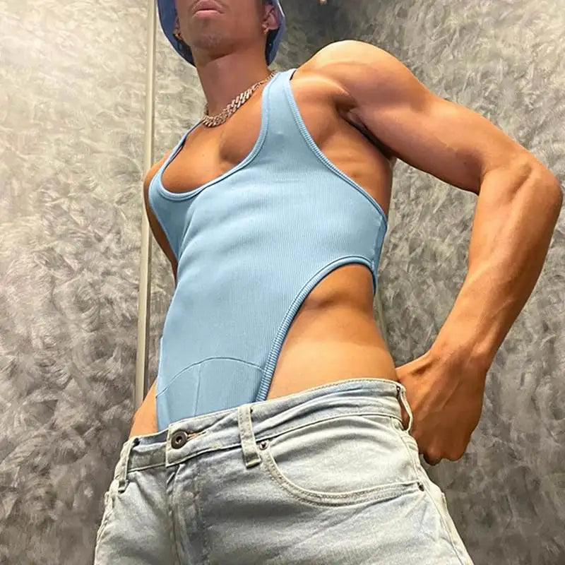 2023 Hommes Bodys Couleur Unie Streetwear O-cou Sans Manches Sexy Barboteuses Fitness Mode Hommes Bodys Débardeurs S-5XL INCERUN