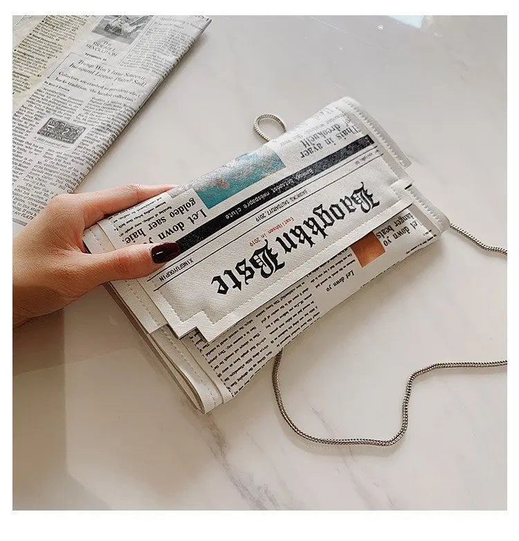 Newspapers modeling day clutch bags letter envelope bag casual shoulder bag purse evening bags with clothing wallet