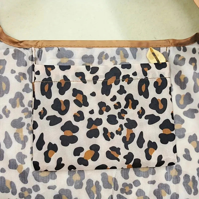 Bolsa de compras con estampado de leopardo de gran capacidad, ecológica, reutilizable, portátil, para viajes