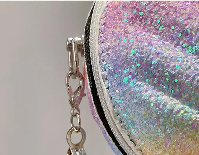 Bolso de verano para mujer, pequeño bolso con lentejuelas y forma de concha, bolso de cadena para mujer, pequeño bolso de hombro con lentejuelas a la moda, bonito bolso cruzado para niña