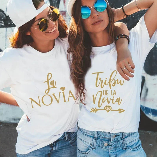 Spanish Tribu De La Novia Women T-shirts Wedding Hen Do Party Tshirt Tops Bachelorette Party Bridesmaid La Novia Camiseta Mujer