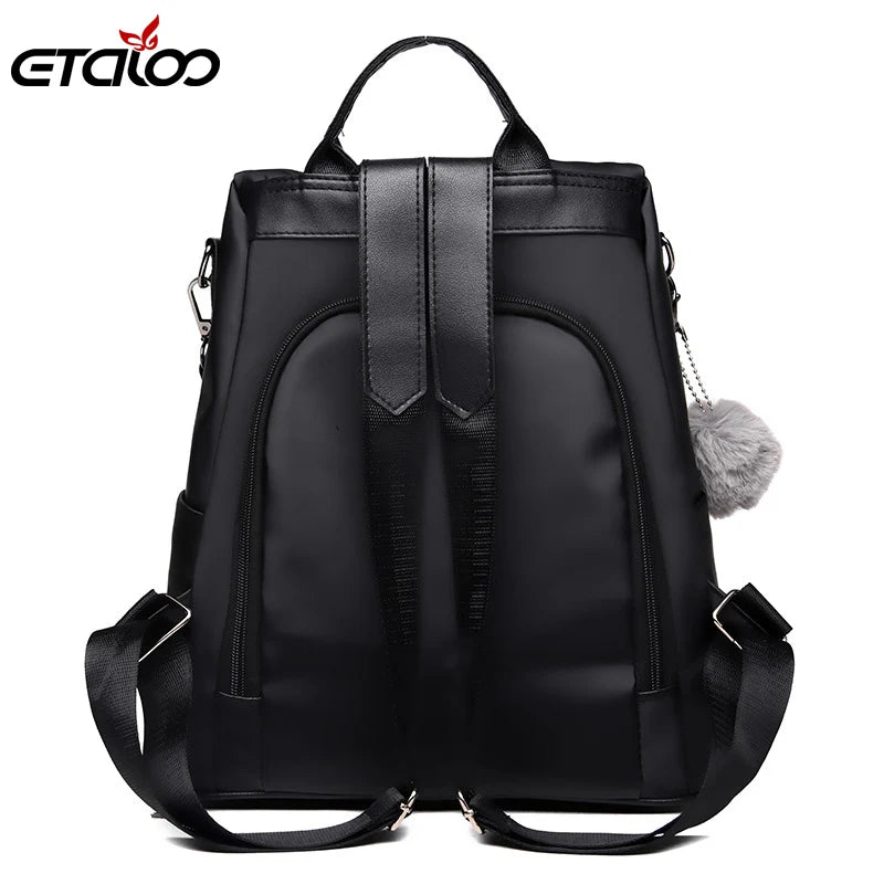 Women Backpack Fashion School Bags for Teenager Girls Casual Women Black Backpacks High Quality PU Leather Solid Bag Soft Handle