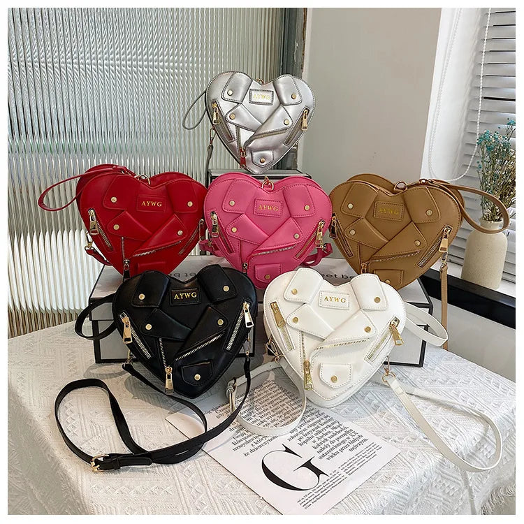 Motorcycle Style Clothes Shape Crossbody Bag Spice Girl Style Shoulder Bag Women Heart Shape Handbag Love Messenger Bag