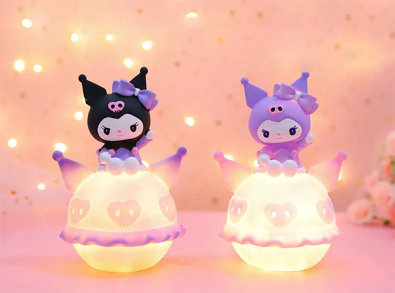 Sanrio Kuromi Cinnamonroll Moon Veilleuse LED Kawaii 3D Dessin Animé Ornement Mignon Beauté Chambre Veilleuse Lampe De Chevet Décor