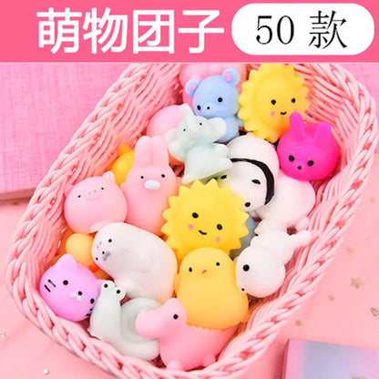 5-50 piezas de juguetes blandos Kawaii Squishy Mochi Anima para niños, pelotas antiestrés, juguetes para aliviar el estrés para fiestas de cumpleaños