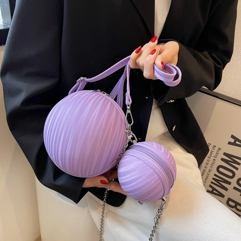 Bolso de mano de mujer de moda con diseño de mármol, bolso de mano de calidad para banquete, bolso de noche esférico, bolso pequeño con cadena, juego de 2 piezas